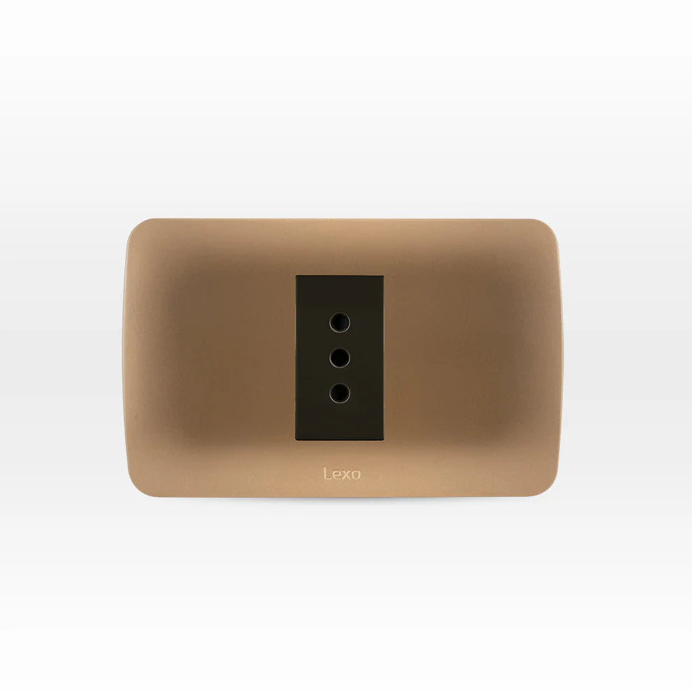 Enchufe simple 10A color café titanio certificado