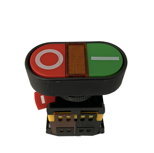 Pulsador doble iluminado 22MM verde rojo 1NO+1NC 50 cnts