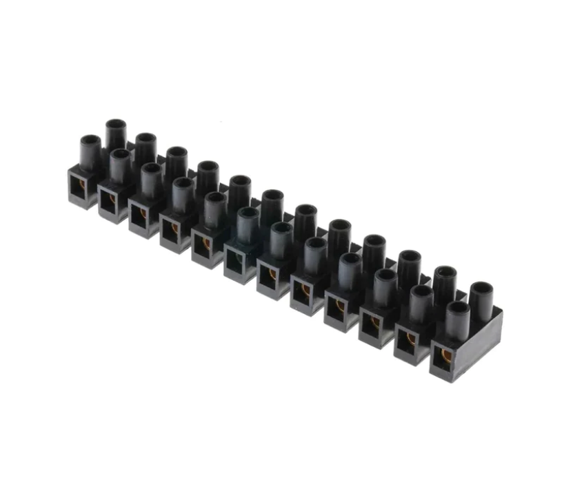 Regleta de conexión  12 polos 10amp 10mm negra