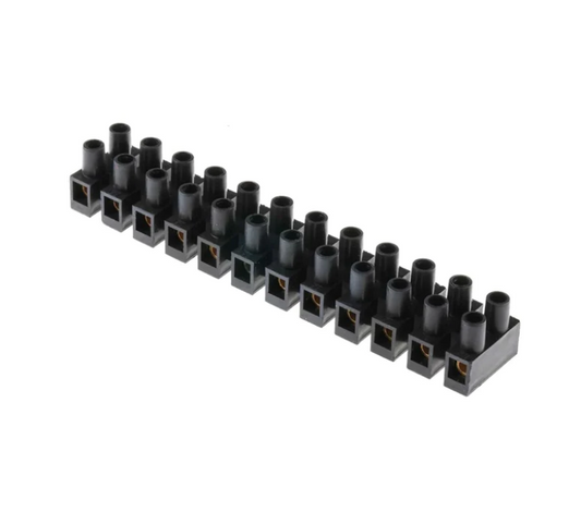 Regleta de conexión  12 polos 10amp 10mm negra