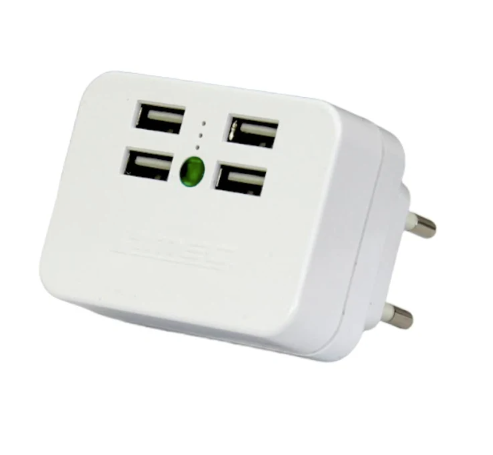 Enchufe macho triple adaptador 4 puertos USB con luz