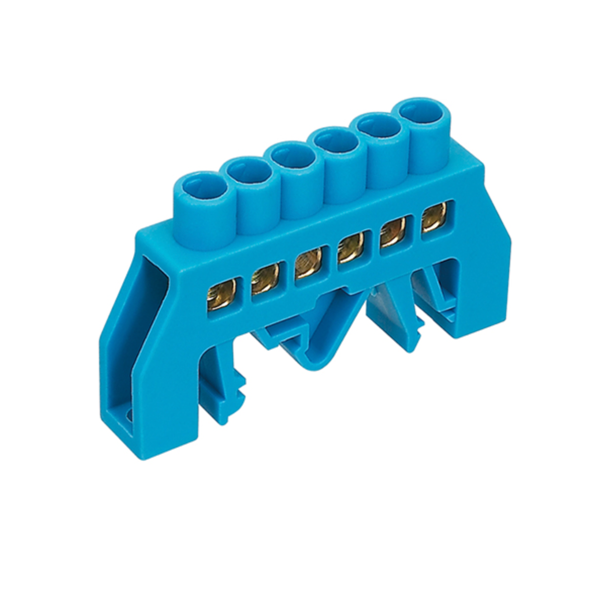 Barra de bronce aislada azul 6 polos para riel din