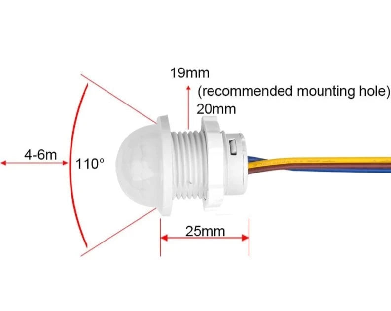 Sensor de movimiento infrarrojo embutido