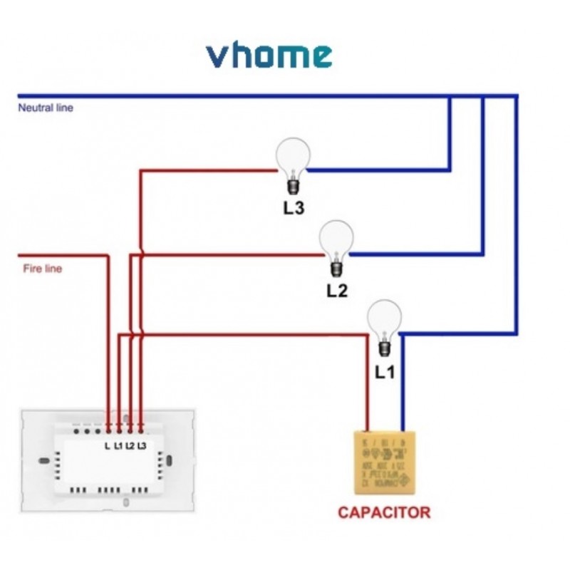 Interruptor Wifi RF vector design SN sin neutro touch 2 canales compatible con Google Home y Alexa
