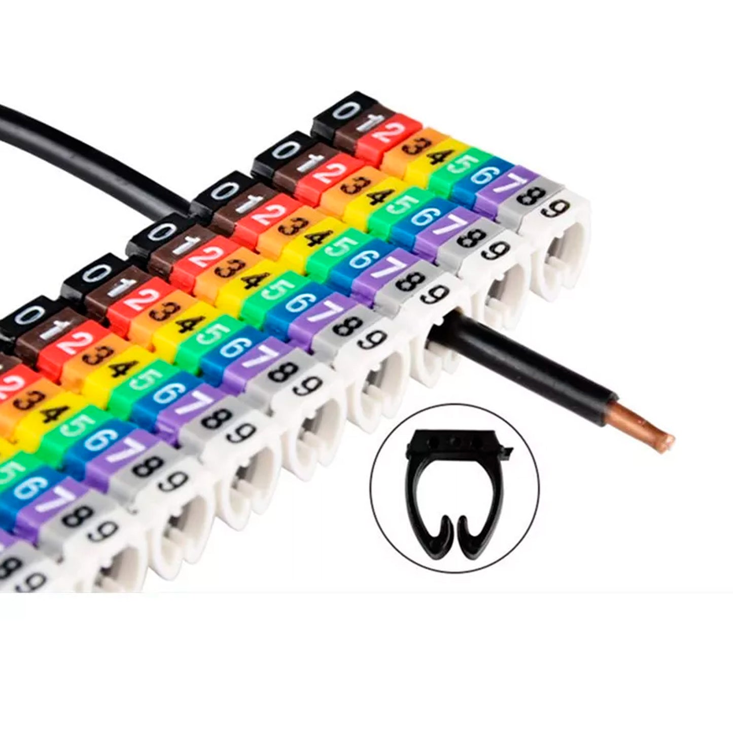 Marcador para cable número 0 negro 2,5mm tira 10U