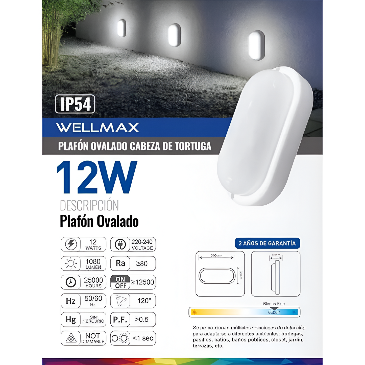 Tortuga Led ovalada 12w luz fría
