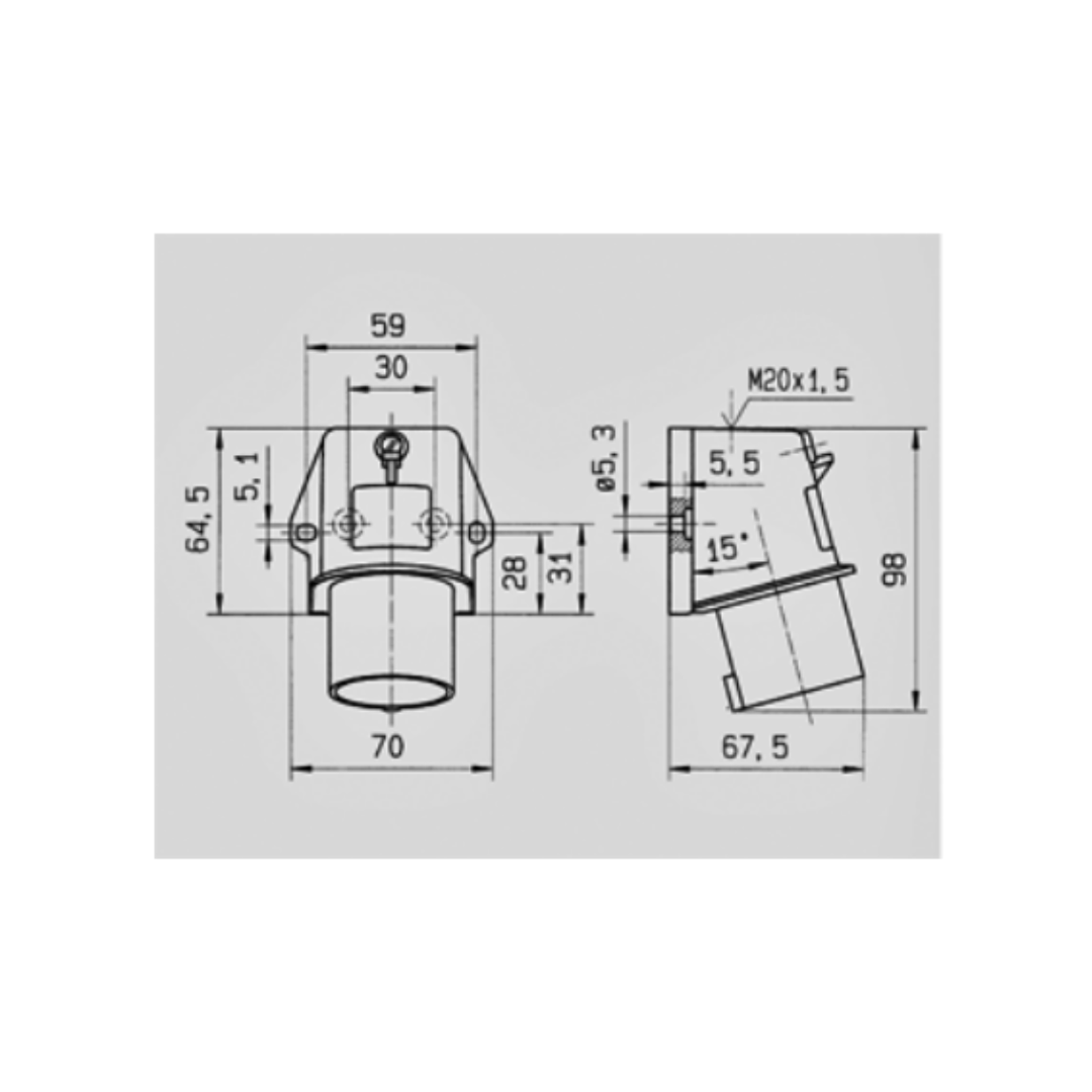 Enchufe macho sobrepuesto 16A 2P+T 230V