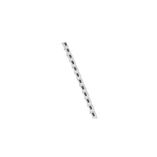 Marcador para cable número 9 blanco 2,5mm tira 10U