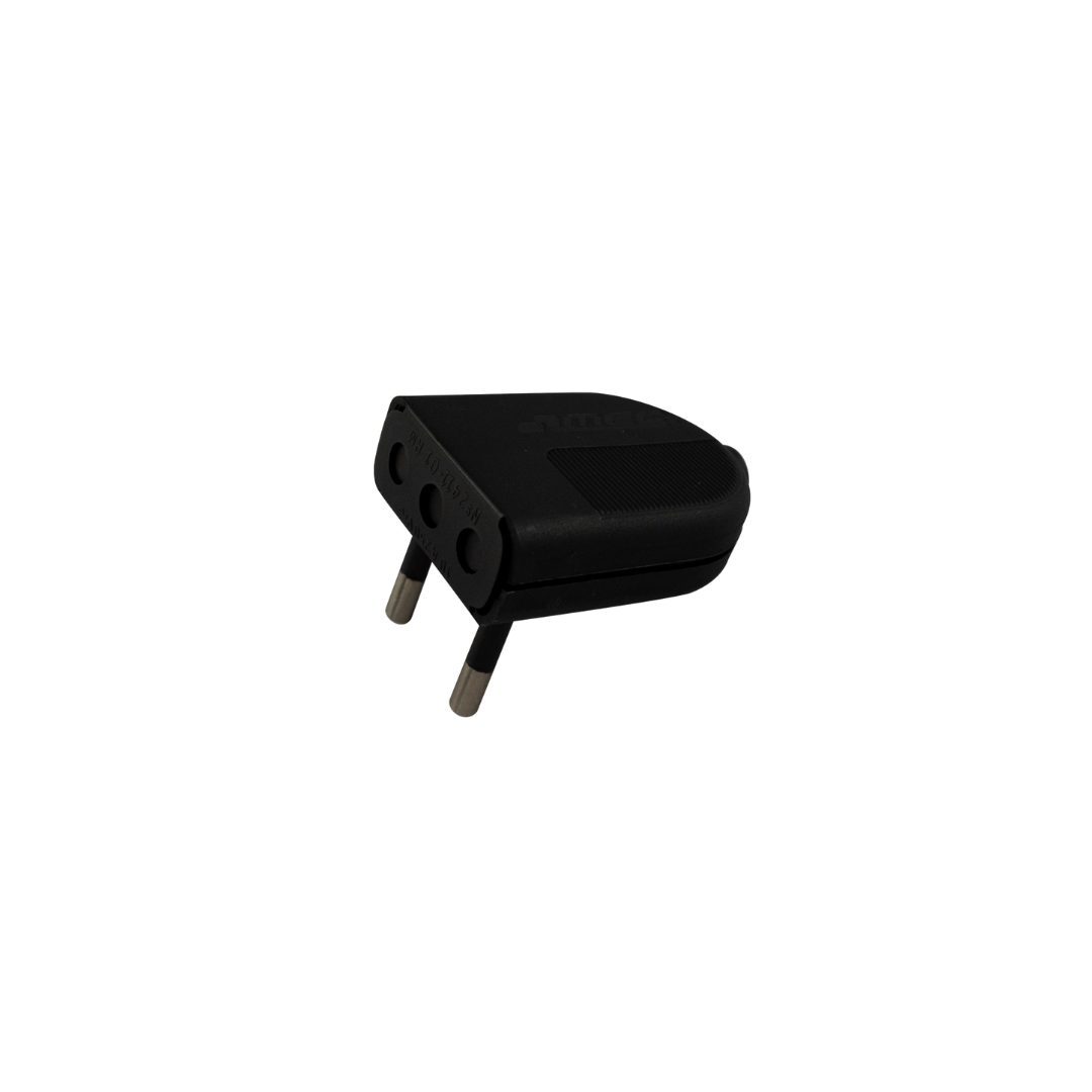 Enchufe macho negro 250V 10A 2P certificado