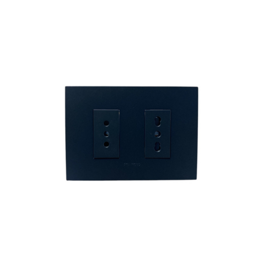 Enchufe simple 10A + enchufe bipaso 16A grafito certificado
