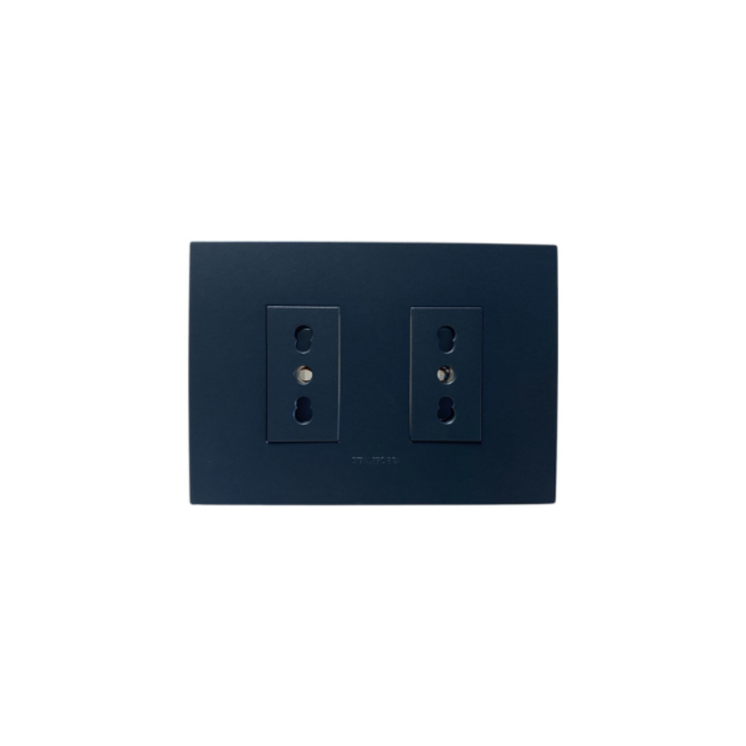 Enchufe doble bipaso 10/16A  grafito certificado