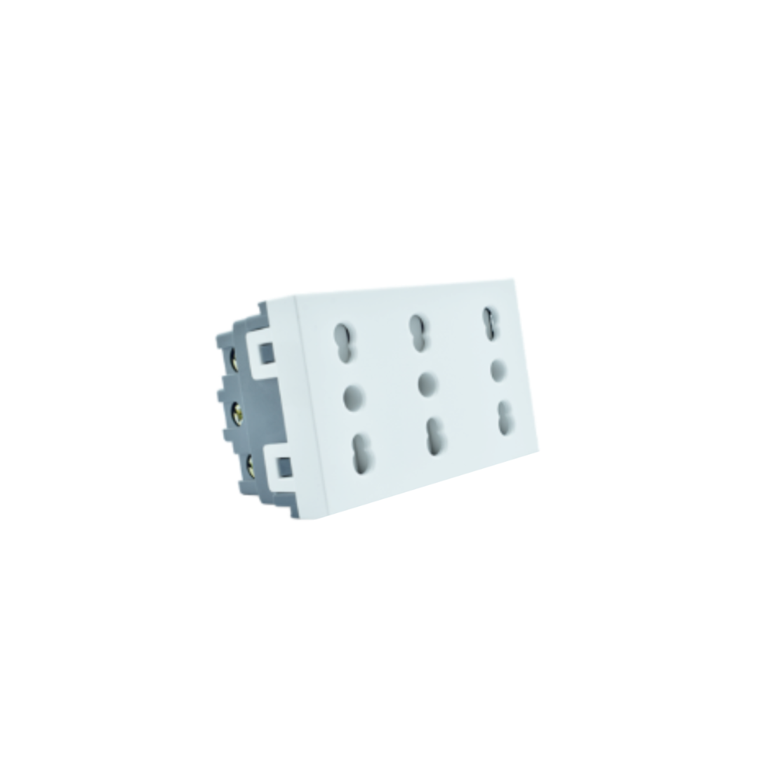 Módulo enchufe triplex 2P+T 10/16A color blanco certificado