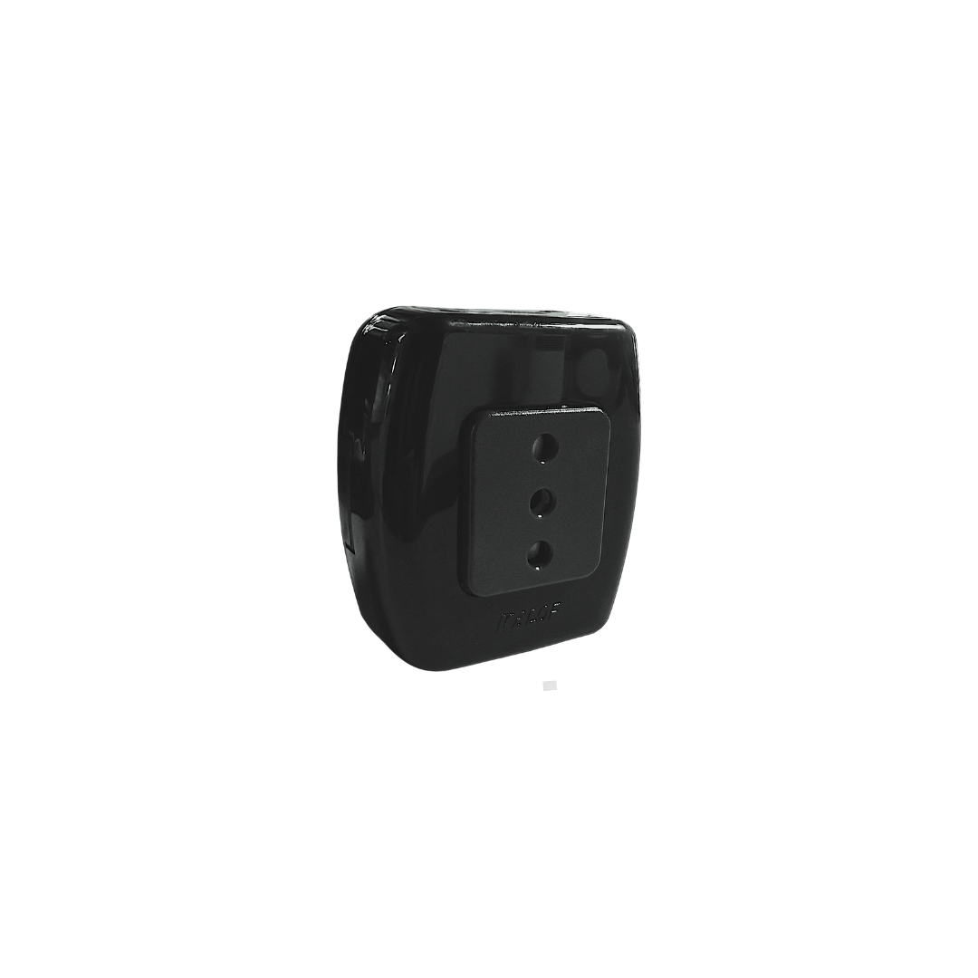 Enchufe simple 10A sobrepuesto Tekna negro certificado