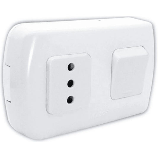 Interruptor + enchufe 10A sobrepuesto Tekna certificado