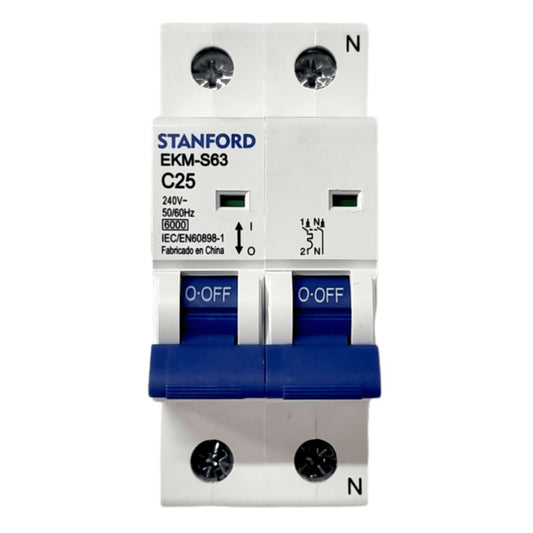 Automático bipolar 2X25A 6KA curva c stanford certificado