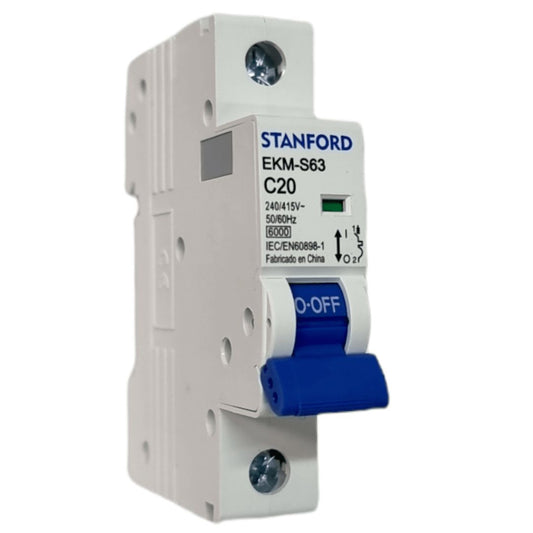 Automático monofásico 1x20A 6KA curva c stanford certificado