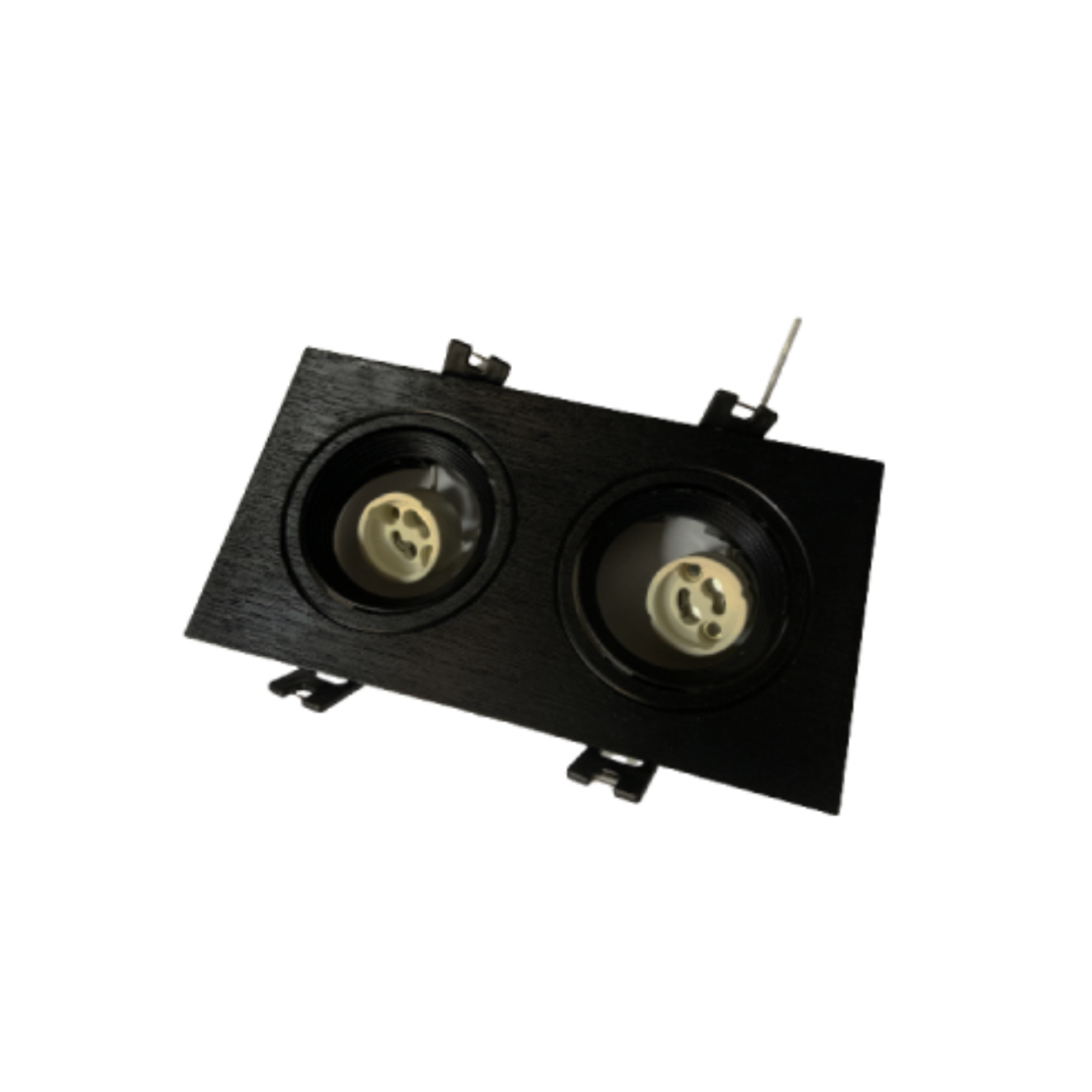 Aplique embutido rectangular para 2 ampolletas GU10 Negro