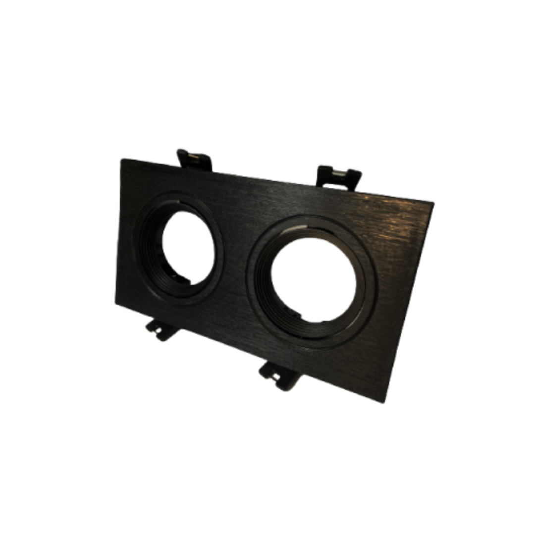 Aplique embutido rectangular para 2 ampolletas GU10 Negro