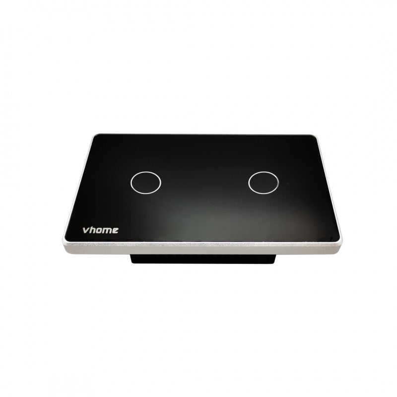 Interruptor Wifi RF Vector Design LN Black Touch 2 Canales Alexa Google