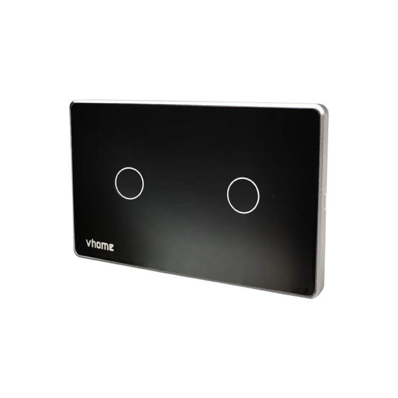 Interruptor Wifi RF Vector Design LN Black Touch 2 Canales Alexa Google