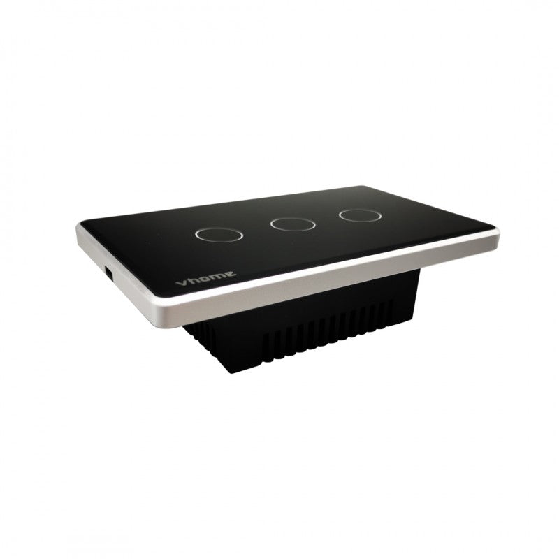 Interruptor Wifi RF Live LN Black Touch 3 Canales Alexa Google
