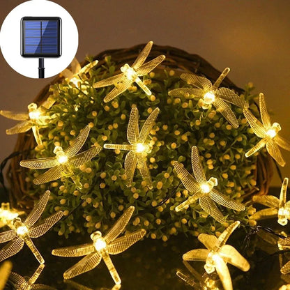 Guirnalda solar libélula cálida 5 metros