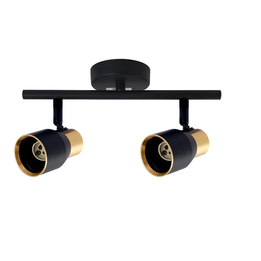 Aplique conico para 2 ampolleta GU10 negro dorado