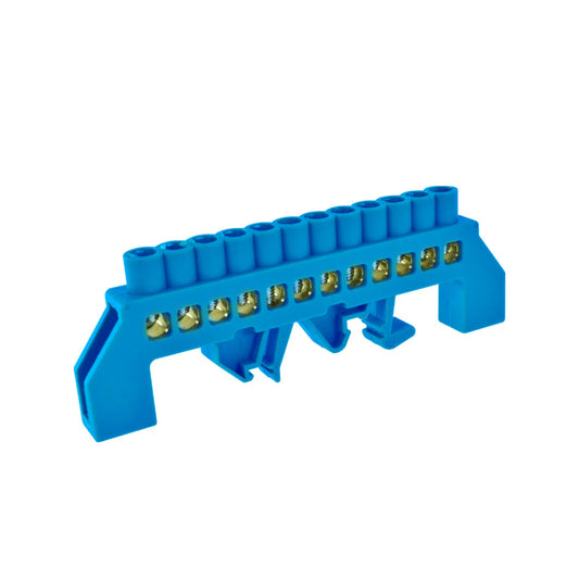 Barra de bronce aislada azul 12 polos para riel din