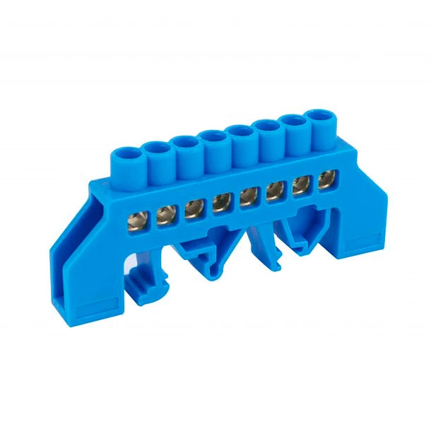 Barra de bronce aislada azul 8 polos para riel din