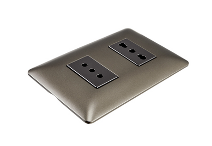 Enchufe simple 10A + enchufe bipaso 16A café certificado