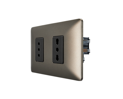 Enchufe simple 10A + enchufe bipaso 16A café certificado