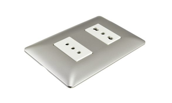 Enchufe simple 10A + enchufe bipaso 16A champagne certificado