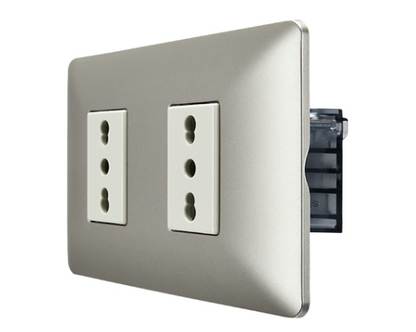 Enchufe doble 16A bipaso champagne certificado