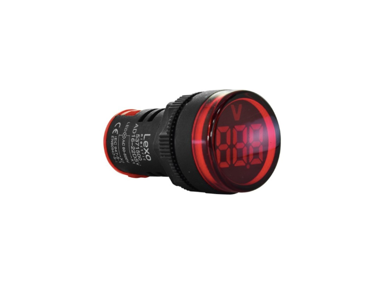 Luz piloto roja led con voltímetro 60-500 vac