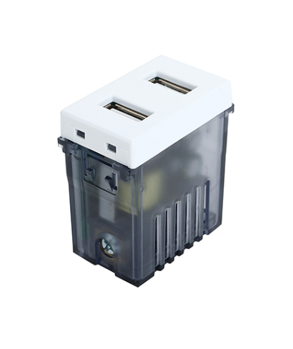 Módulo toma usb doble blanco