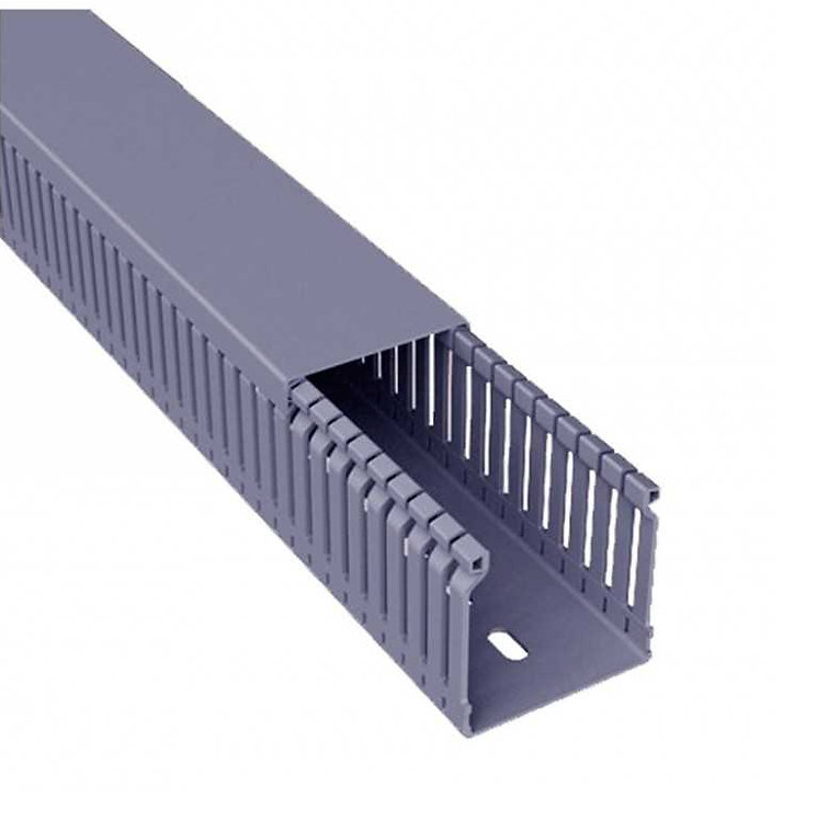 Canaleta ranurada 25*25 gris 2 mts