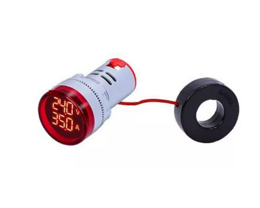 Luz piloto con voltímetro y amperímetro 22mm