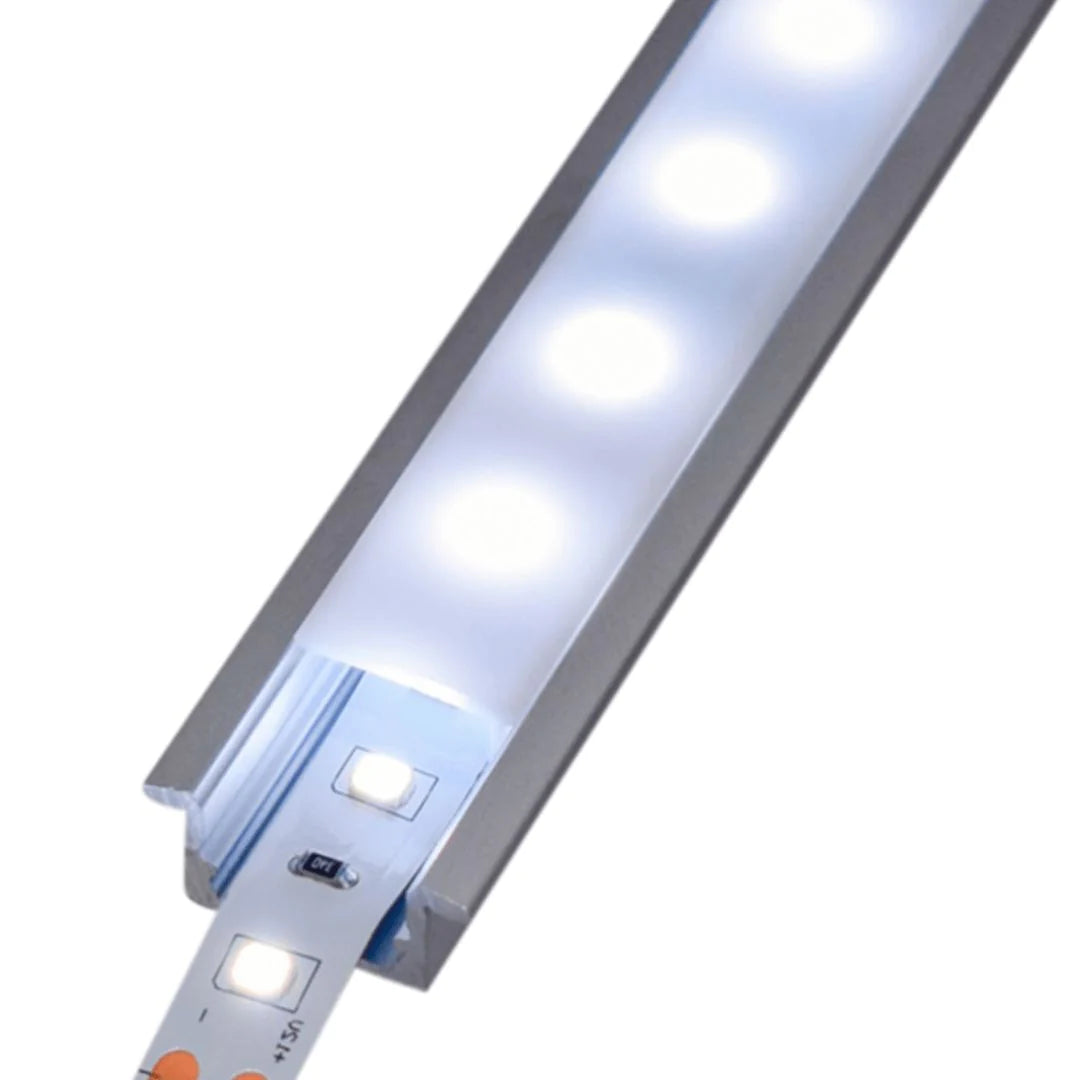 Perfil de aluminio 2mts x 7mm x 17mm embutido para cinta led