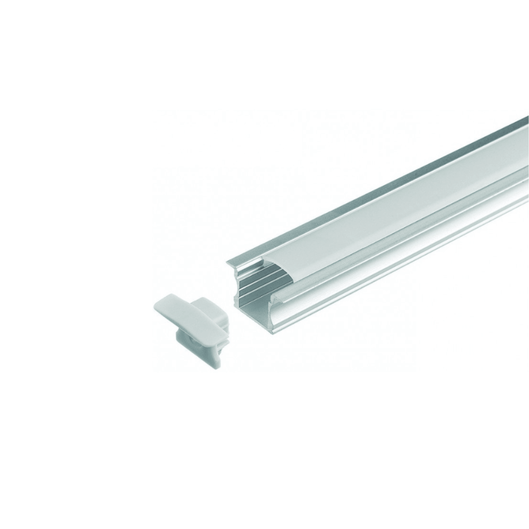 Perfil de aluminio 2mts x 15mm alto x 17mm ancho embutido para cinta led