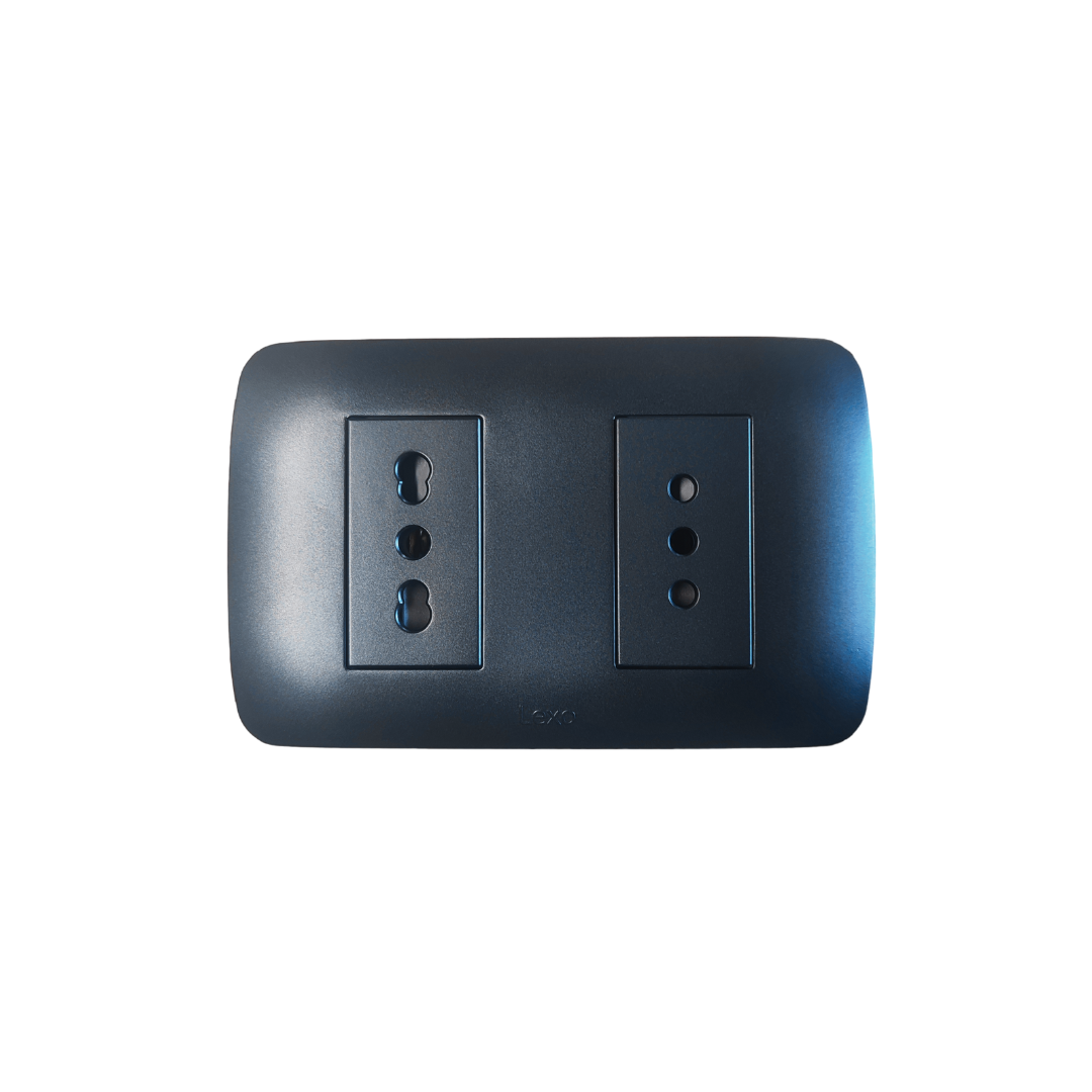 Enchufe doble 10A + 10/16A color grafito certificado