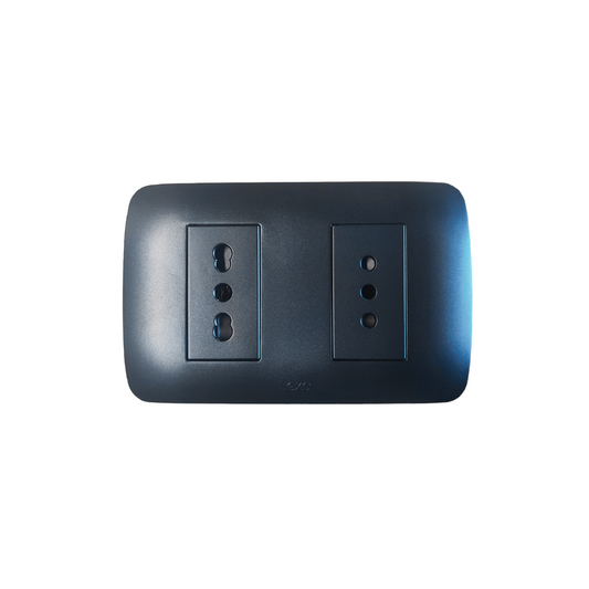 Enchufe doble 10A + 10/16A color grafito certificado