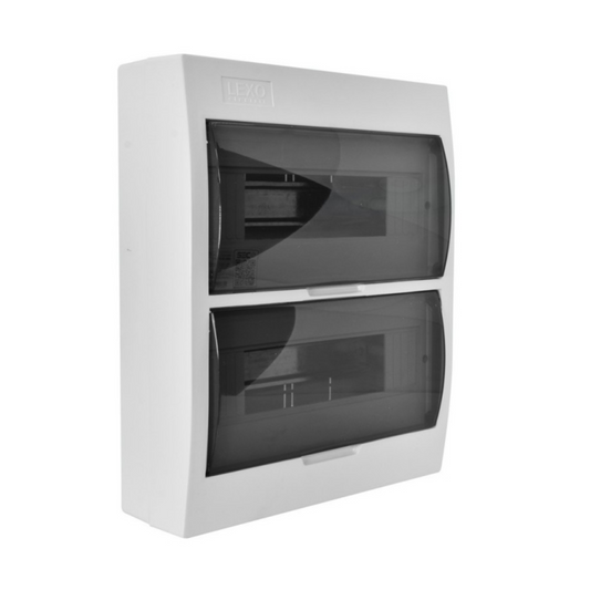 Tablero sobrepuesto PVC 24 polos tapa color humo