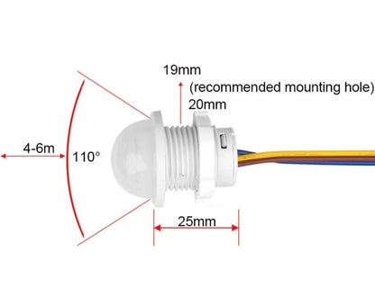 Sensor de movimiento infrarrojo embutido