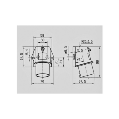 Enchufe macho sobrepuesto 16A 2P+T 230V