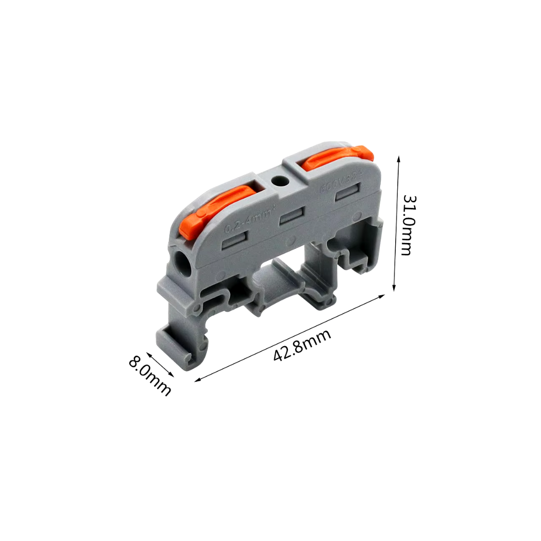 Conector terminal con palanca para riel DIN-Naranja