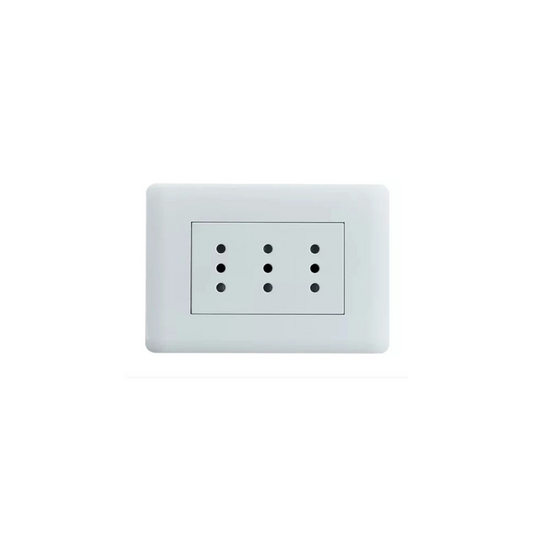 Enchufe triplex punteado blanco 10A certificado