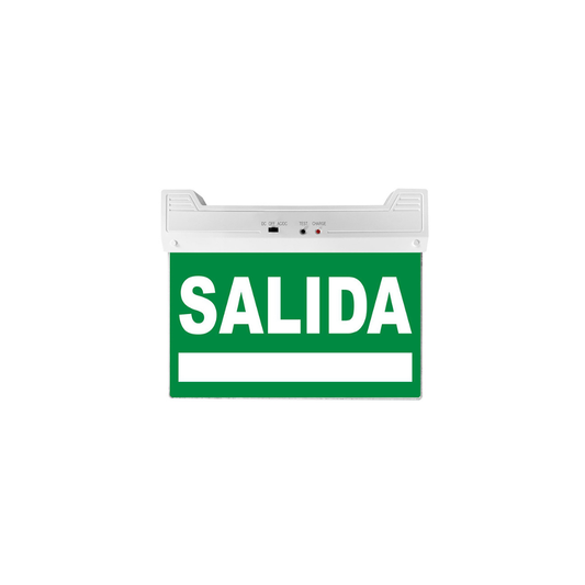 Luz led 3W de emergencia con letrero fondo verde