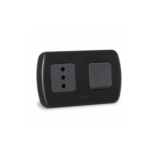 Interruptor + enchufe 10A sobrepuesto Tekna negro certificado