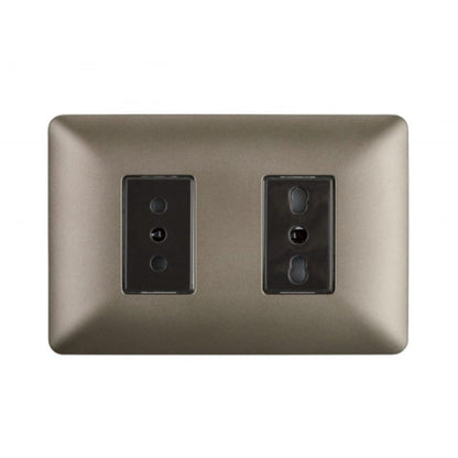 Enchufe simple 10A + enchufe bipaso 16A café certificado