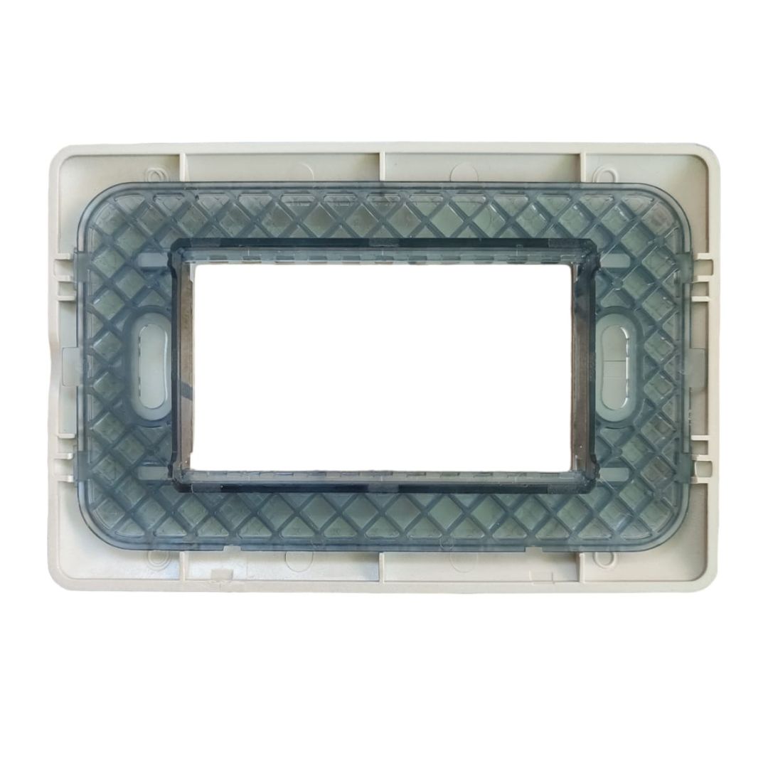 Placa triple con soporte champagne